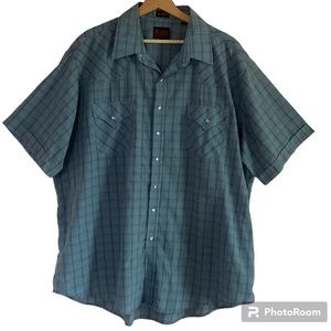 PLAINS WESTERN WEAR MENS SHORT SLEEVES PLAID SHIRT